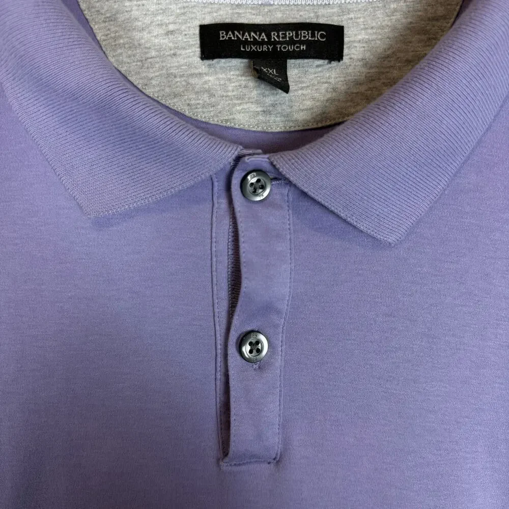 Banana Republic Luxury Touch Polo Shirt Men's 2XL Purple Short Sleeve‎ Collared